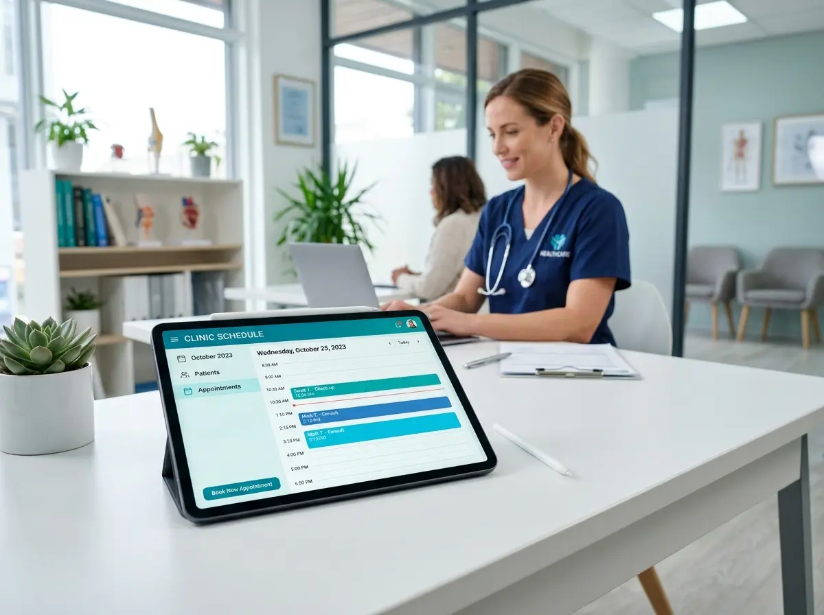 Prise de rendez-vous en ligne sur tablette et planning médical ChiwaCare
